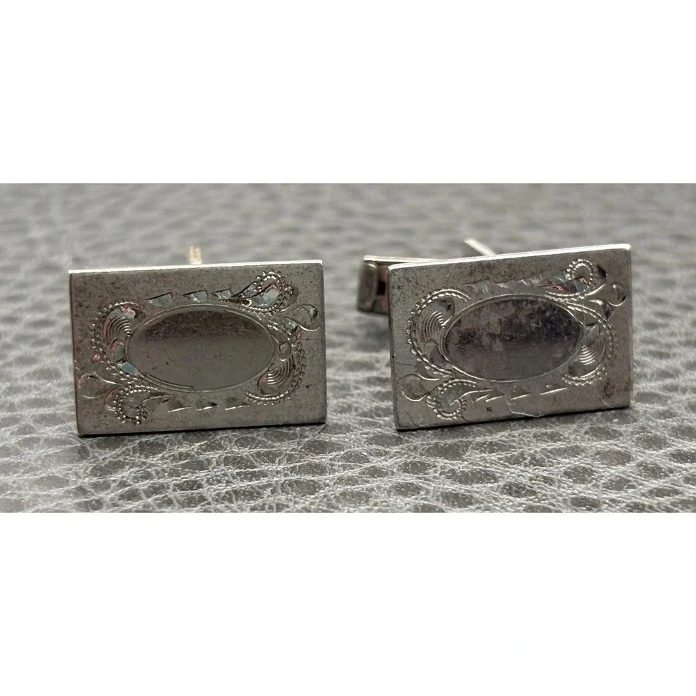 Vintage Art Deco 925 Sterling Silver Ornate Cufflinks